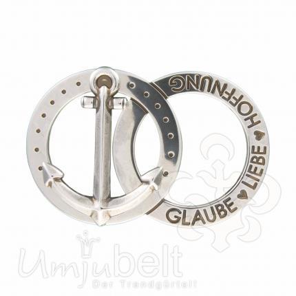 UmjuBelt Schließe "Wheel Anker Hope silver" / Gürtelschnalle 4 cm